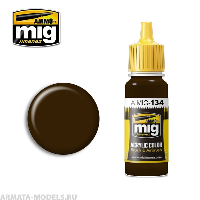 AMIG0134 Ammo Mig Акриловая краска BURNT BROWN RED 17 мл