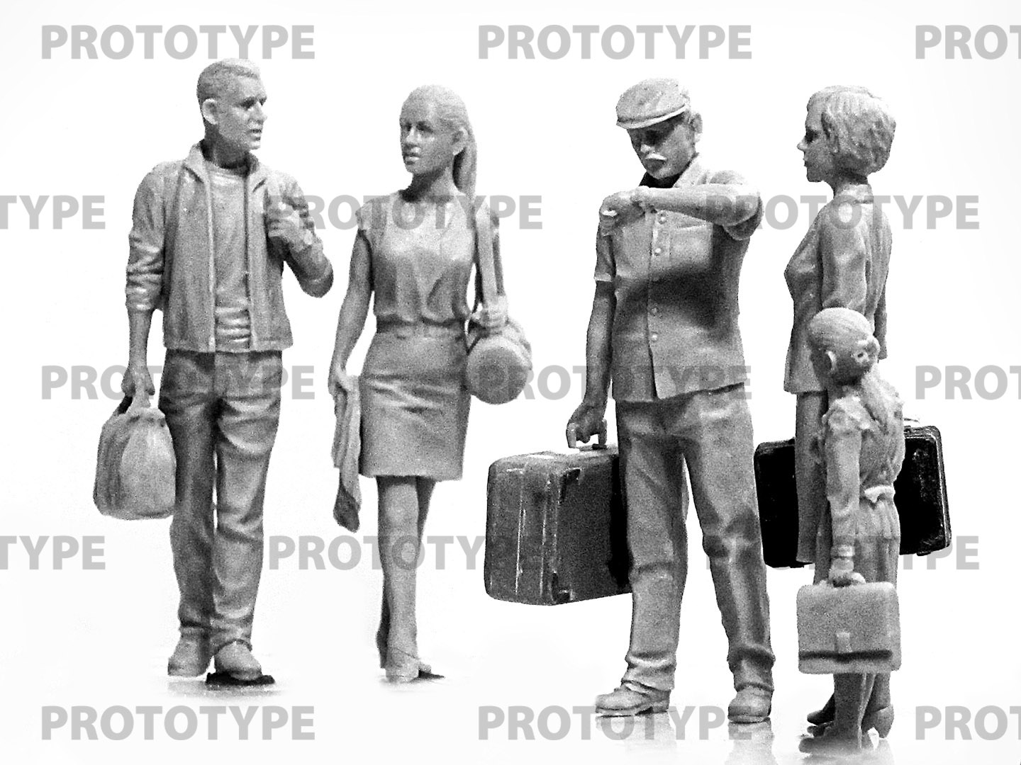 35905 Фигуры, Чернобыль №5. Эвакуация (4 взрослых, 1 ребёнок и багаж) ICM