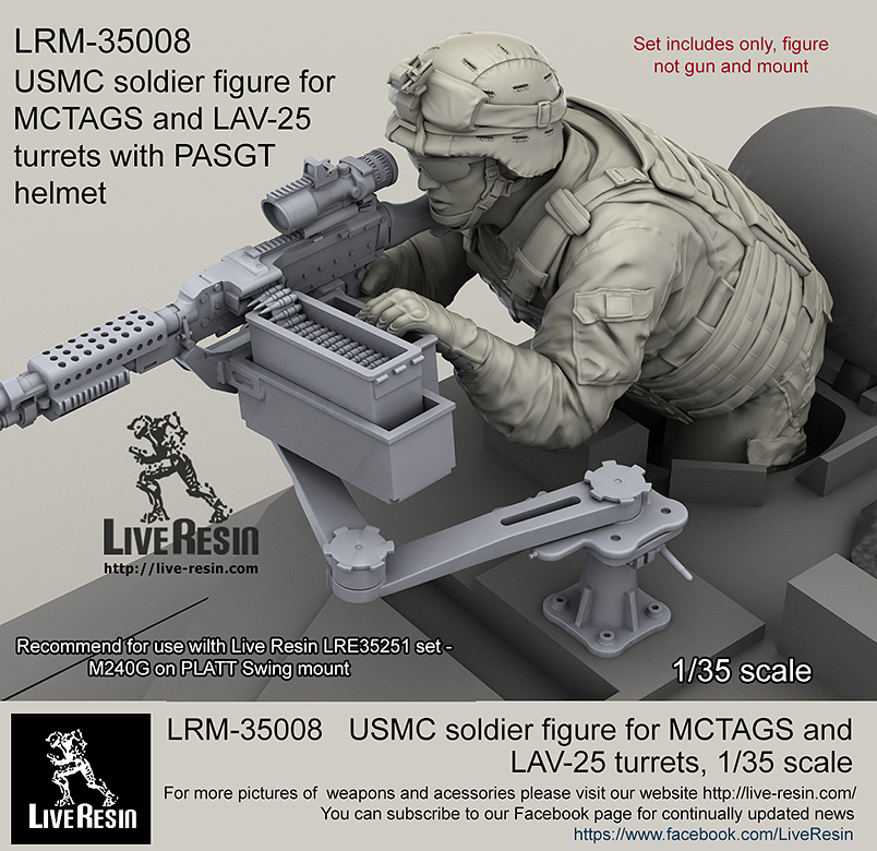 LRM35008 Фигурка солдата Корпуса Морской Пехоты США в пехотном шлеме PASGT подходит для размещения в башнях MCTAGS и LAV-25