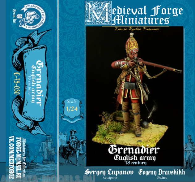 C-75-030 Фигура Grenadier 44th Regiment of Foot, English army, 18th Century Medieval Forge Miniatures