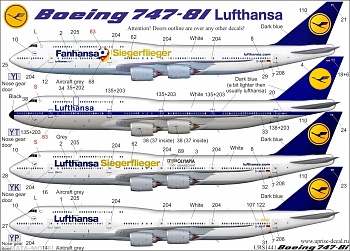 URS1441 Декали для Boeing 747-8i Lufthansa